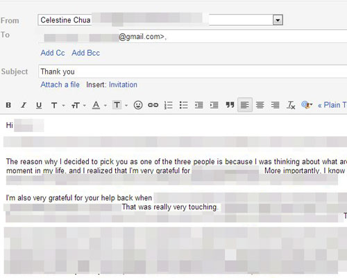 My Thank-You E-mail to Someone