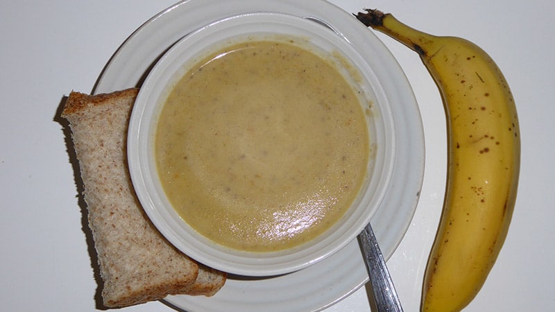 Mushroom soup, Wheat bread, Banana