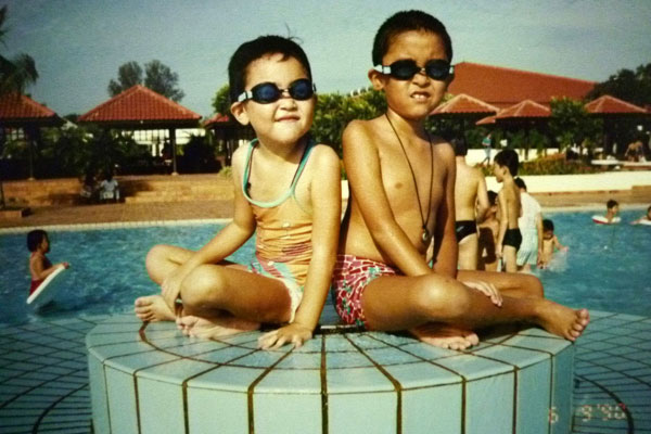 1990: At the swimming pool with my brother