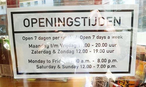 Opening Hours in a Cafe in Amsterdam