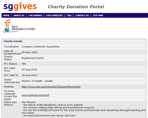 Donating to NCC Research Fund via SG Gives