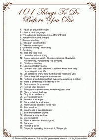 Bucket List: 101 Things To Do Before You Die, Page 1 [Manifesto]
