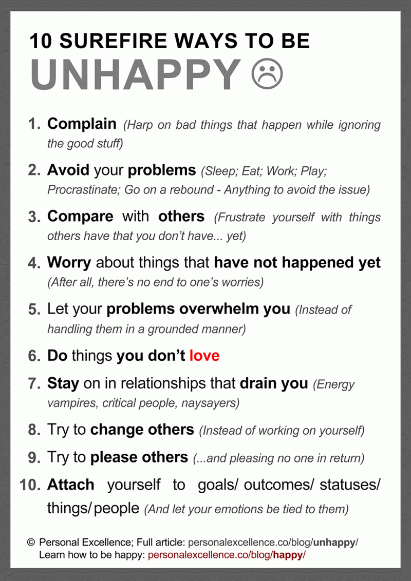 10 Surefire Ways To Achieve Unhappiness Manifesto