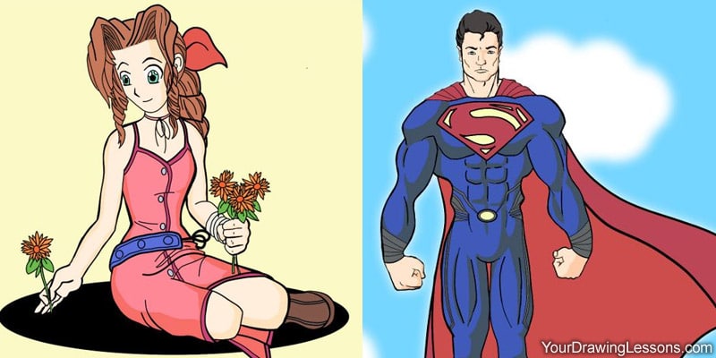 Matt Leyva's drawings — Aeris and Superman