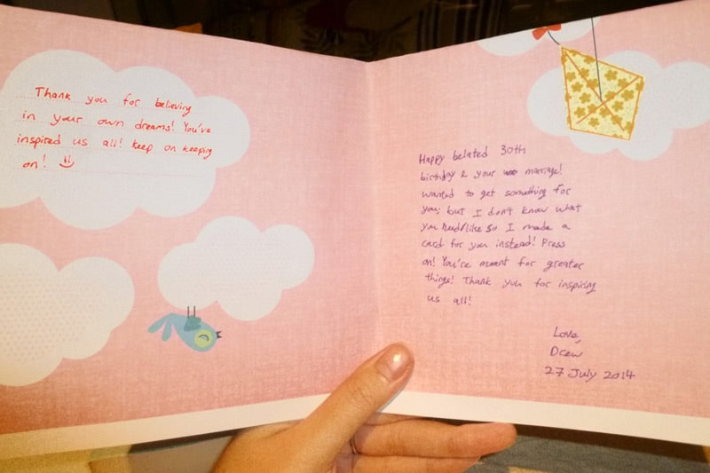 SG PE Readers Meetup (Jul 27, 2014): Drew's handmade birthday card