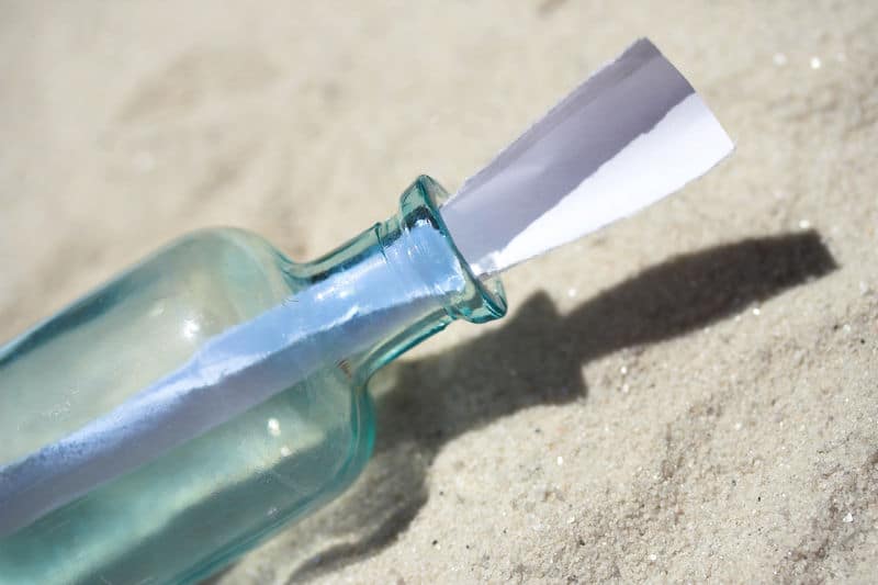 Message in bottle on the sand
