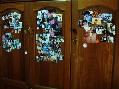 My wardrobe with photos of me and my friends