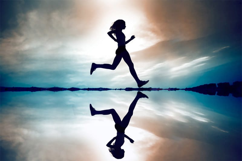Woman running silhouette